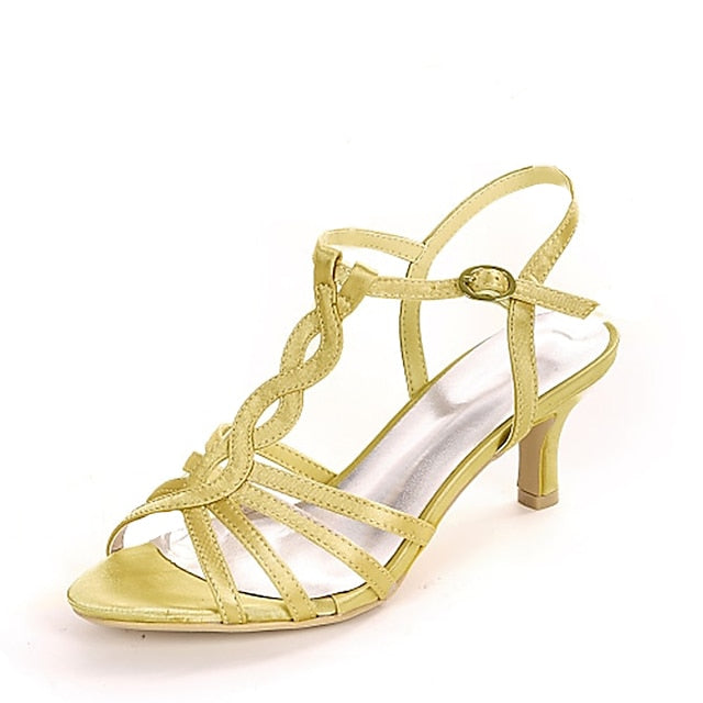 Elegant Strappy Satin Sandals – Purple Women's Mid-Heel