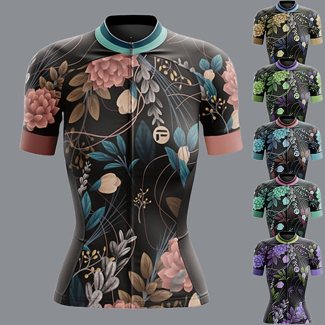 Women's Cycling Jersey Graphic Floral Botanical Funny Short