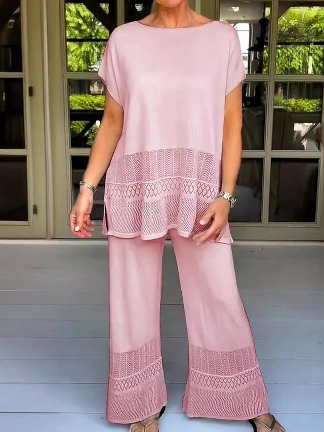 Women's Pants Sets Bolero Top Long Sleeve Crew Neck Plain