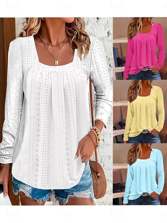 Women's Shirt Lace Shirt Print Solid Color Graphic Plain