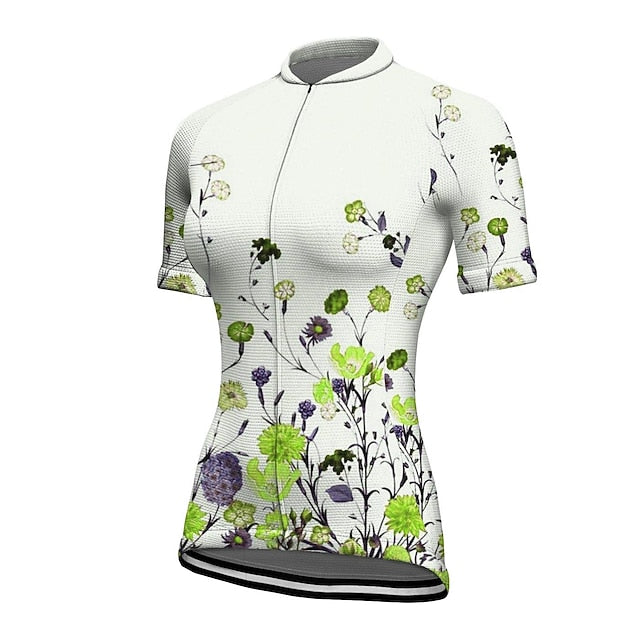 Women's Cycling Jersey Floral Botanical Short Sleeve Bike