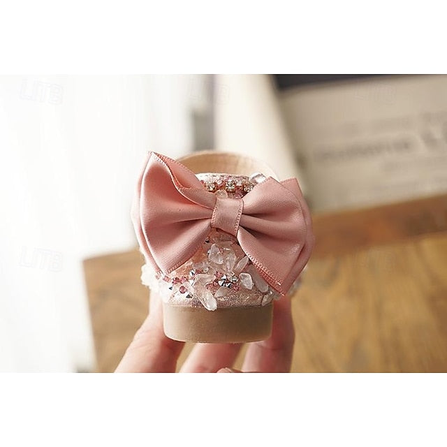 Flower Girls' Satin Sparkly Bow and with Crystal Shoes Girl