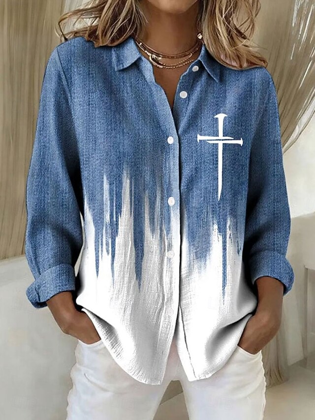 Women's Shirt Graphic Plaid Elegant Vintage Tropical Long