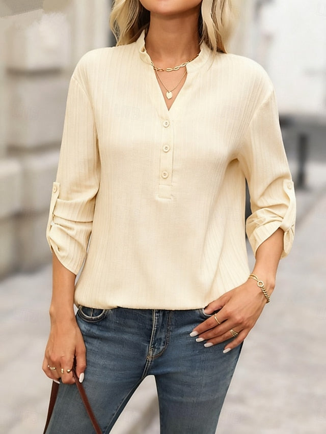 Women's Shirt Casual Shirt Blouse Buttons Plain Stylish