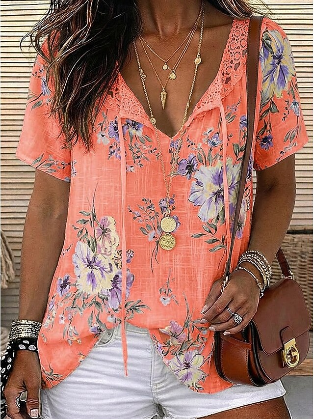 Women's Blouse Chiffon Tops Lace Tops Lace Floral Stylish
