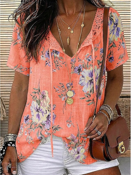Women's Blouse Chiffon Tops Lace Tops Lace Floral Stylish