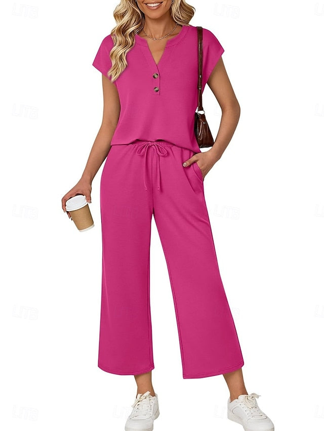 Women's Pants Sets Bolero Top Short Sleeve Crew Neck Solid