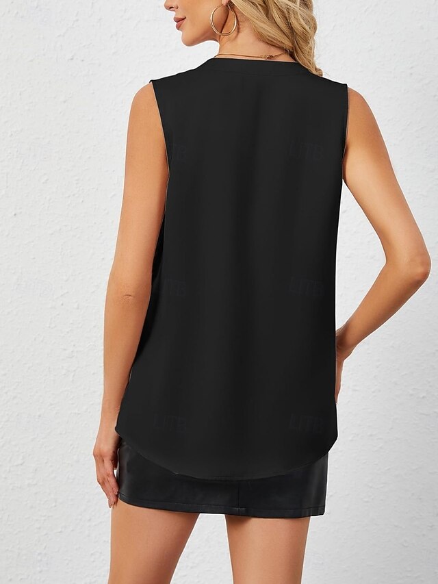 Women's Shirt Blouse Sleeveless Shirt Plain Stylish Classic