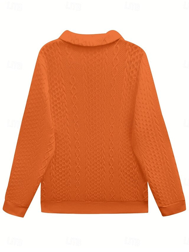 Women's Blouse Zipper Solid Color Stylish Casual Beach Long