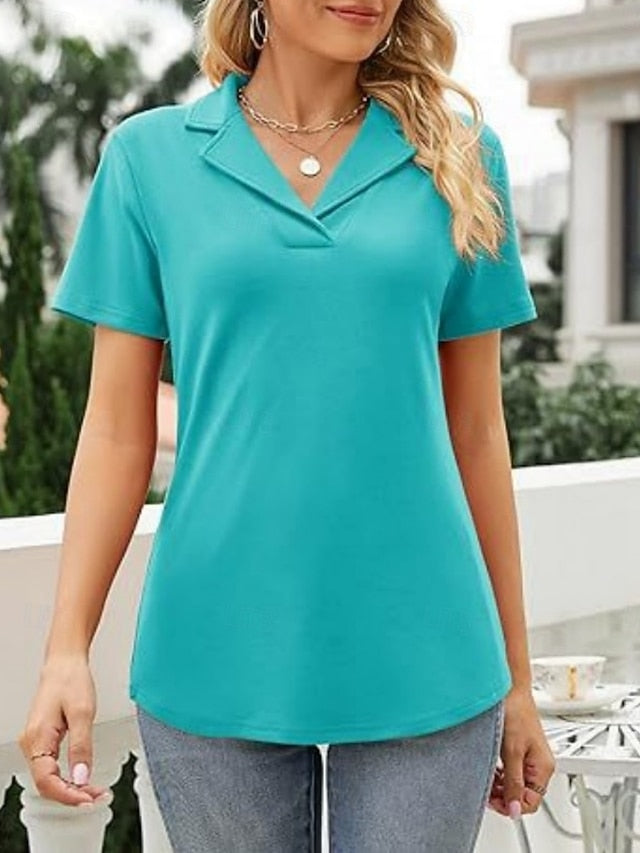 Women's Blouse Solid Color Daily Stylish Basic Short Sleeve
