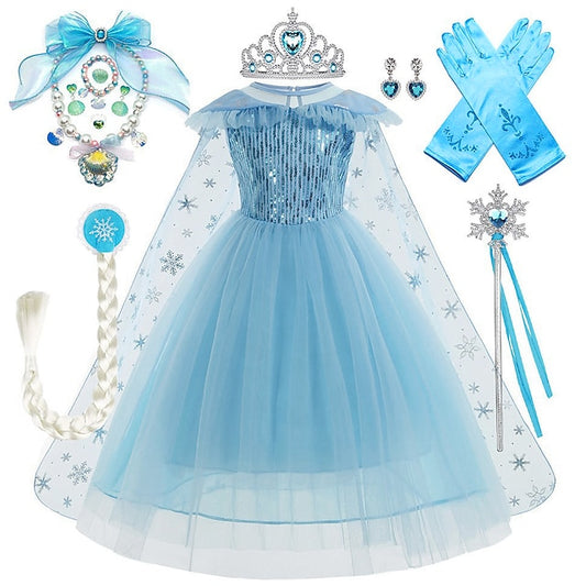 Girl Elsa Frozen Dress Party Flower Princess Theme Fairytale