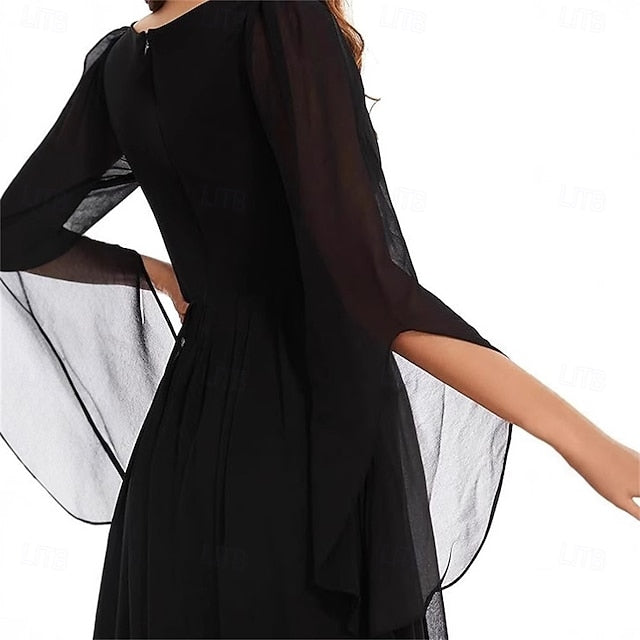 A-Line Dress Floor the Bride Mother V Neck Simple Elegant of