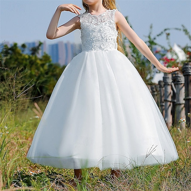 Kids Flower Dress Party Girl Color Solid Girls'