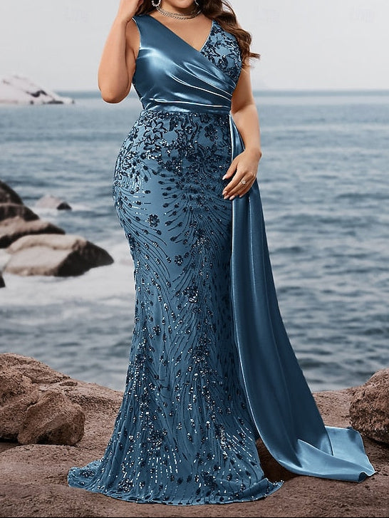 Evening Formal Sparkle Dress / Mermaid Wear Gown Long Trumpet