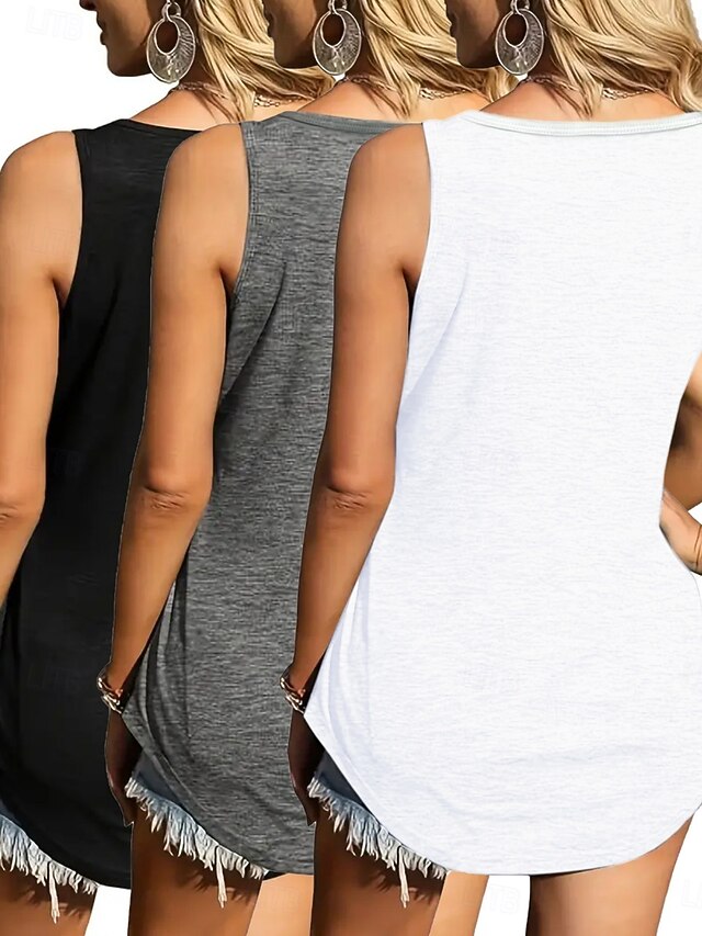 Multi Packs 3pcs Women's Round Neck Sleeveless
