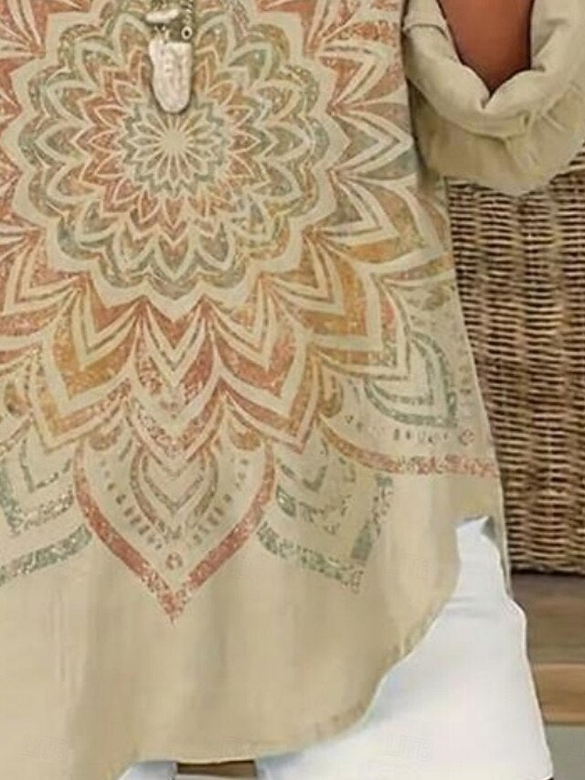 Women's Shirt Tunic Print Graphic Flower Bohemia Vintage