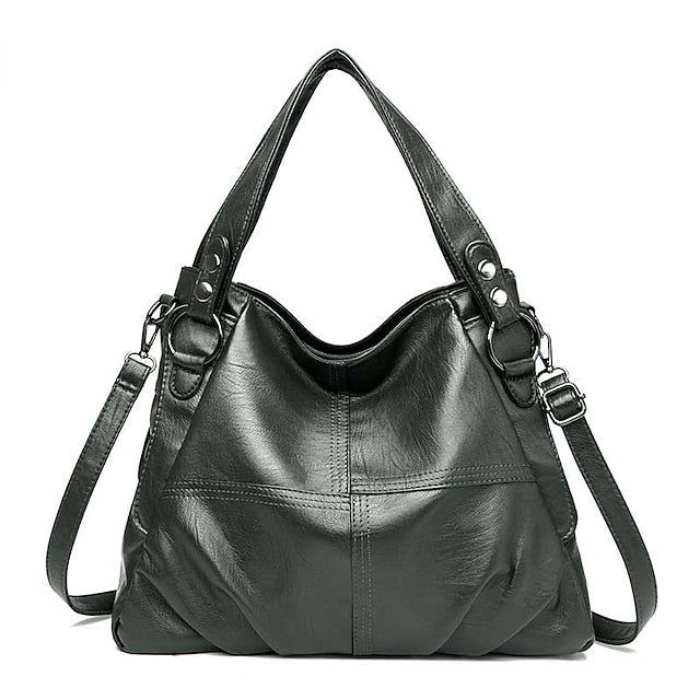 Sac bandoulière en similicuir bordeaux pour femme, grand format