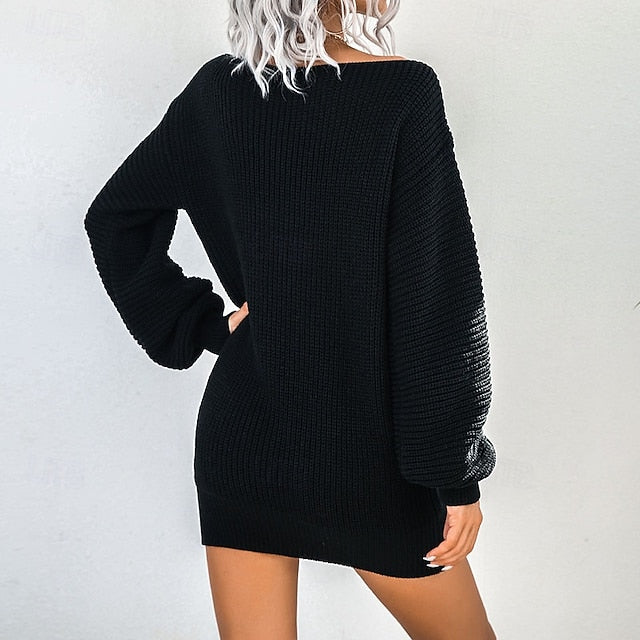 Women's Mini Dress Sweater Dress Fashion Modern Lantern