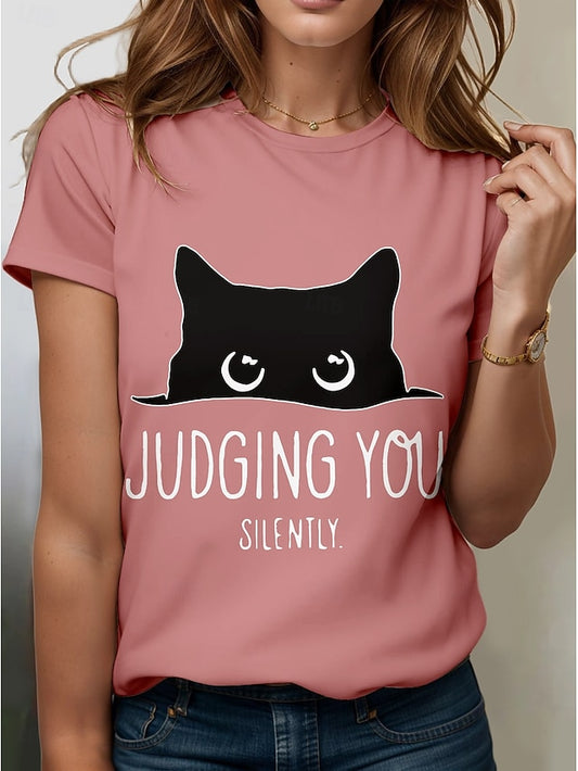 Women's T Shirt Print Graphic Animal Cat Stylish Modern