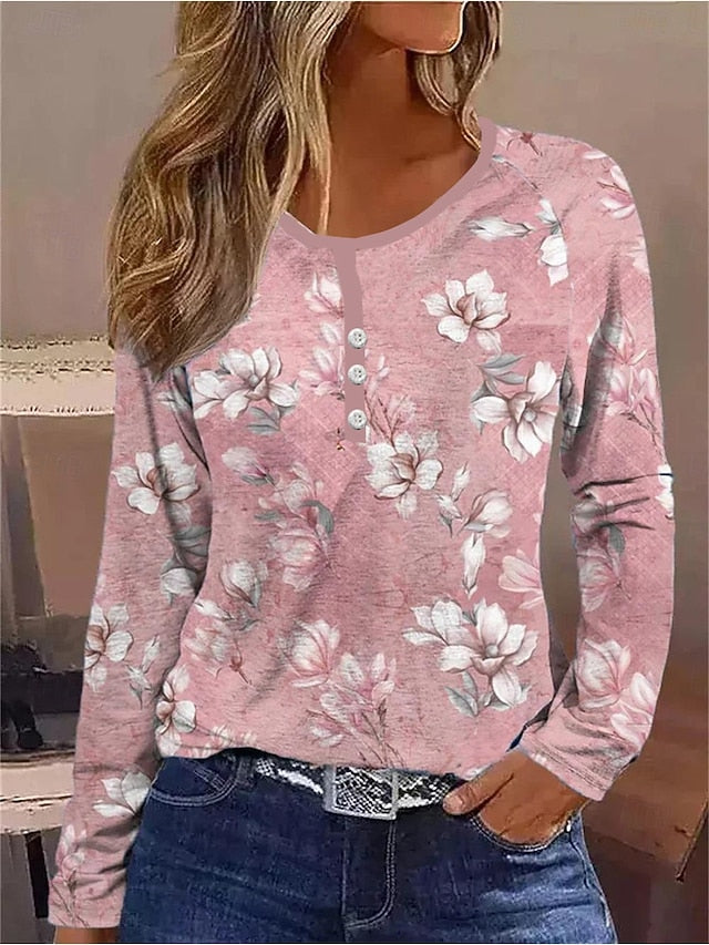 Women's T shirt Long Sleeve Striped Daily Casual Long