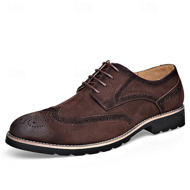 Lace-Up Vintage – Brown Shoes Brogue Derby Men's