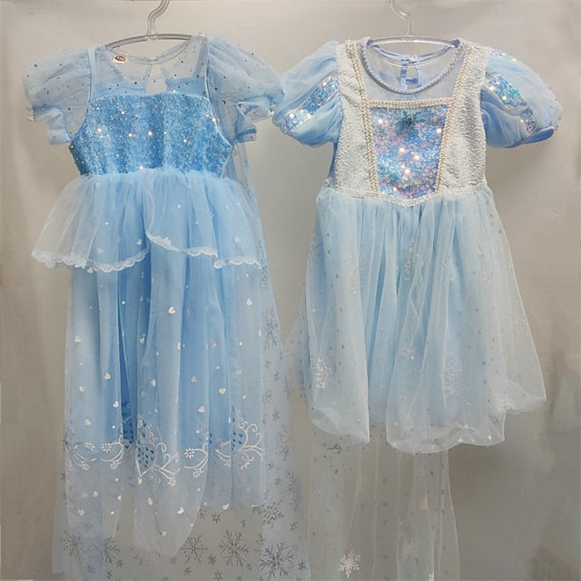 Cosplay Frozen Elsa Cloak Dress Princess Girl Flower