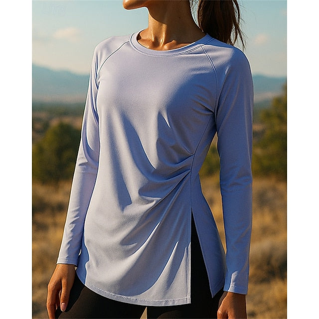 Women's Running Top Running Shirt Split Long Sleeve Tee