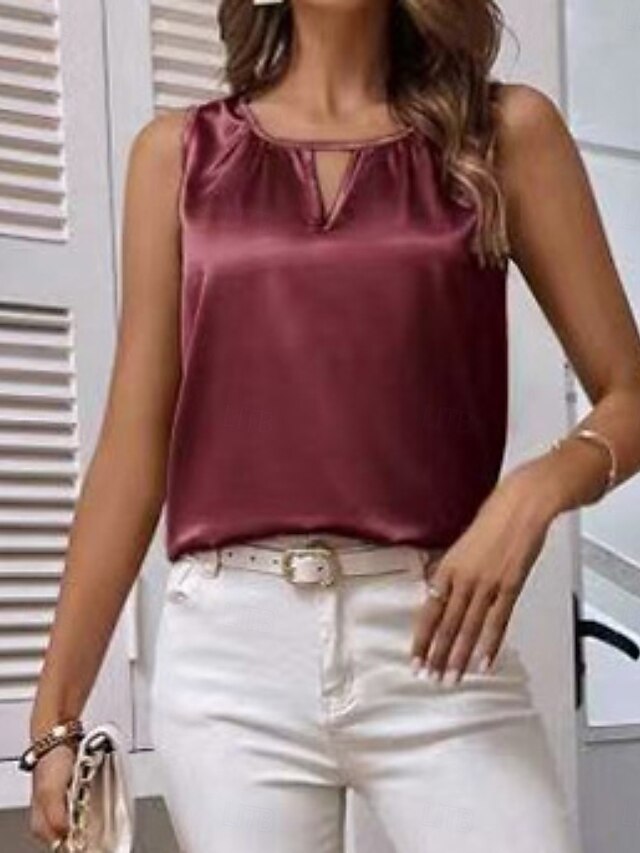 Women's Blouse Hollow Out Plain Active Casual Sleeveless