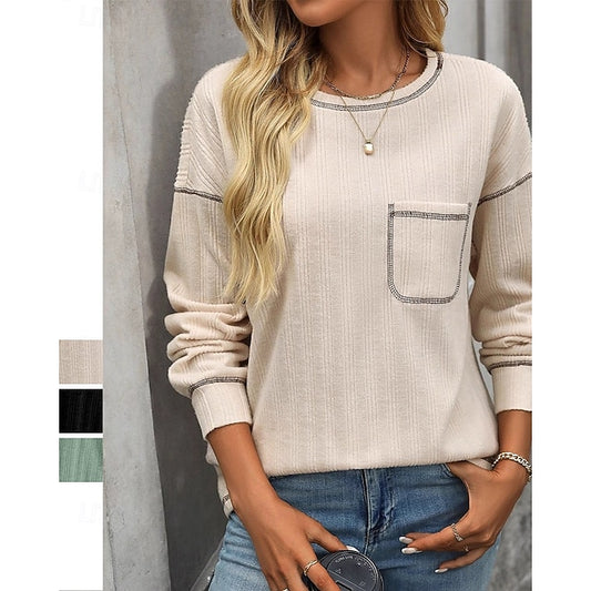Women's Pullover Sweatshirt Casual Tops with Pockets Long