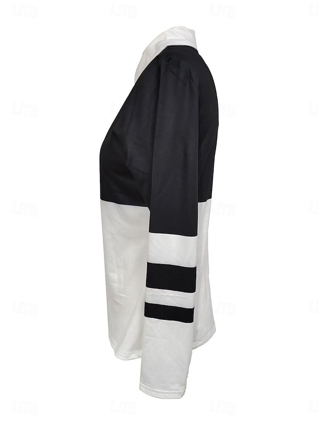 Women's Blouse Zipper Striped Stylish Casual Long Sleeve