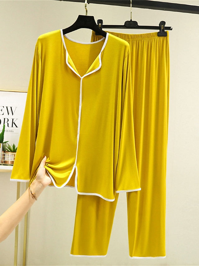 Women's Pajamas Pajama Top and Pant Sets 2 Pieces Pure