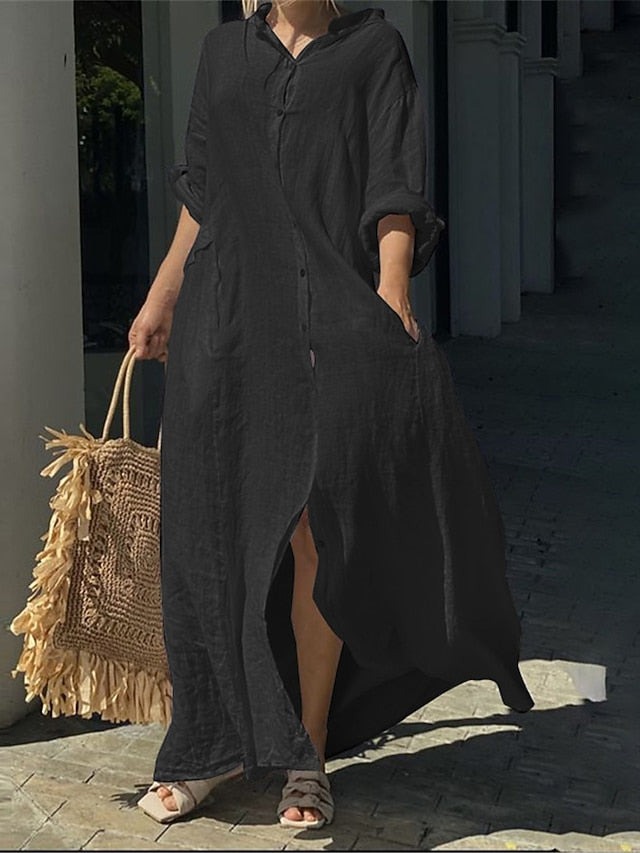 Women's Long Dress Maxi Dress Maxi Dress Faux Cotton Linen