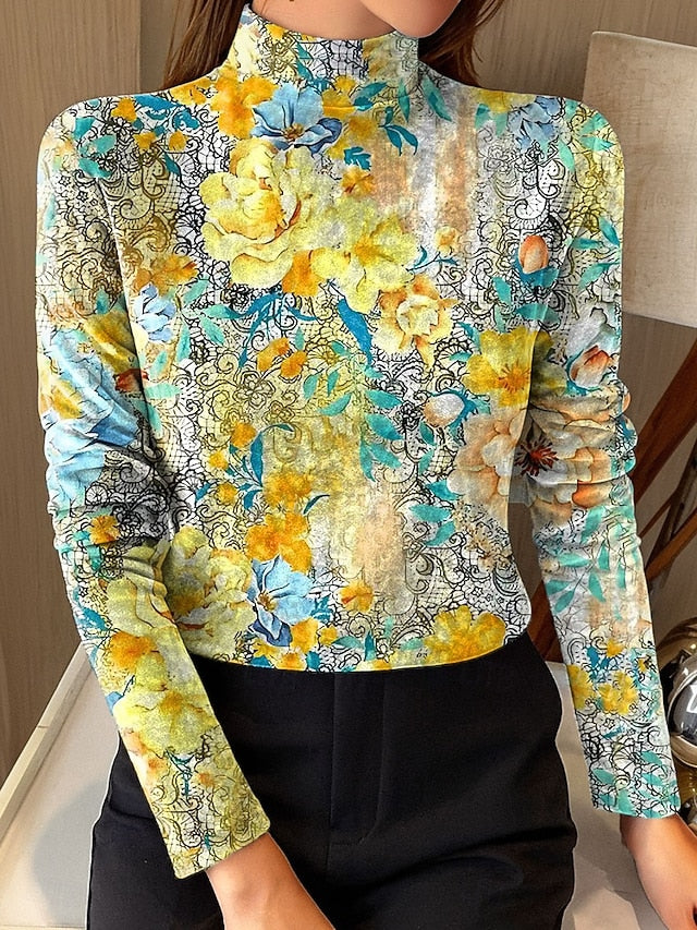 Women's Tunic Tee Print Floral Graphic Elegant Vintage