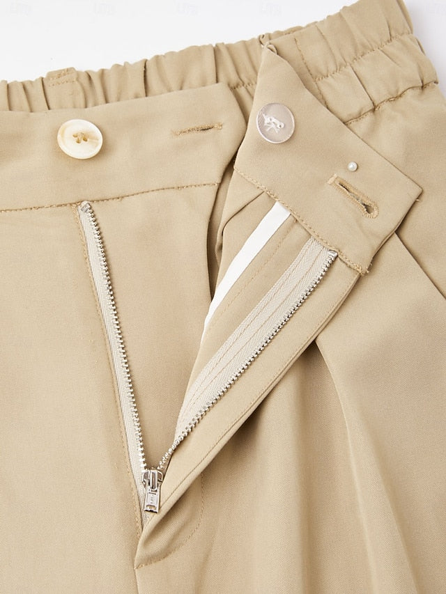 High Rise Elastic Waist Straight Pants