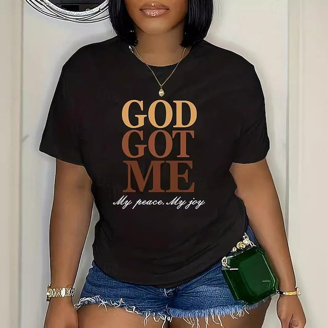 Women's T Shirt Print Letter Fashion Short Sleeve Round