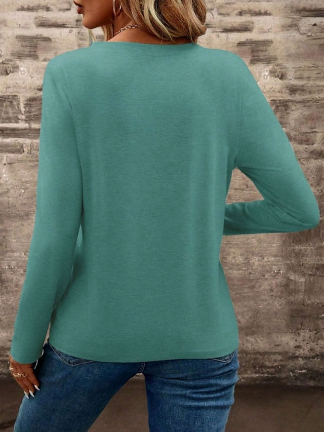 Women's T Shirt Tee Top Solid Color Fashion Classic Casual