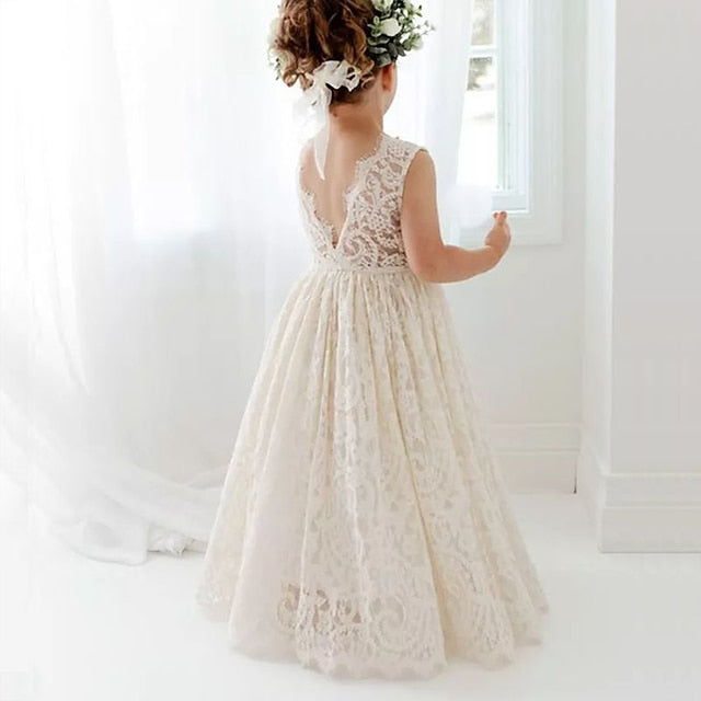 Girls' Dress Sleeveless Kids Wedding Colored Solid Party