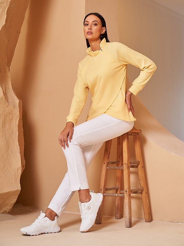 Women's Golf Pullover Sweatshirt Light Pink Yellow Dark