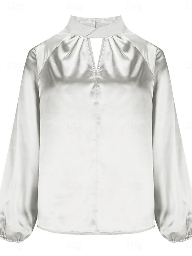 Women's Shirt Satin Shirt Blouse Solid Color Stylish