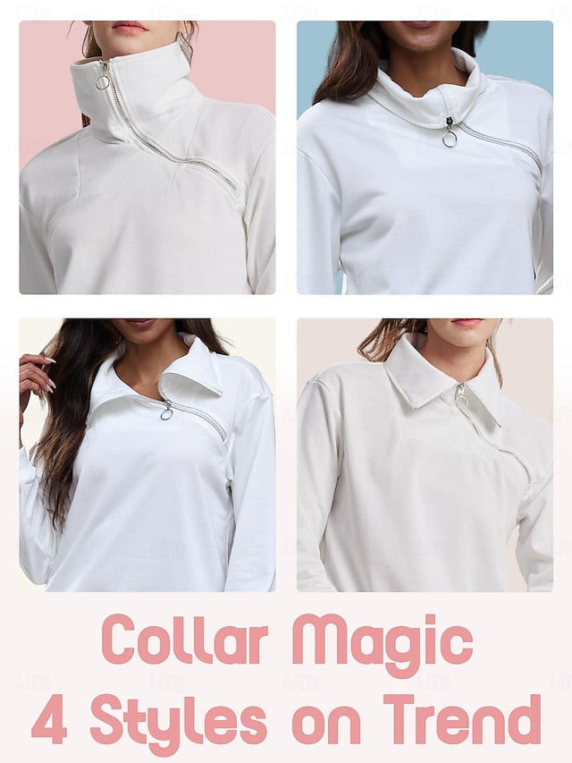 Women's Golf Pullover Sweatshirt White Rose Red Light Blue