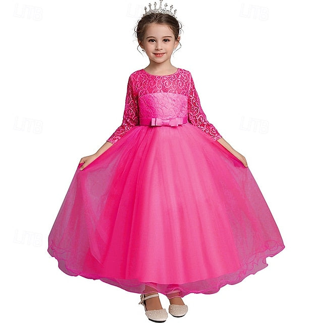 Half Flower Girls' Kids Girl Sleeve Dress Wedding