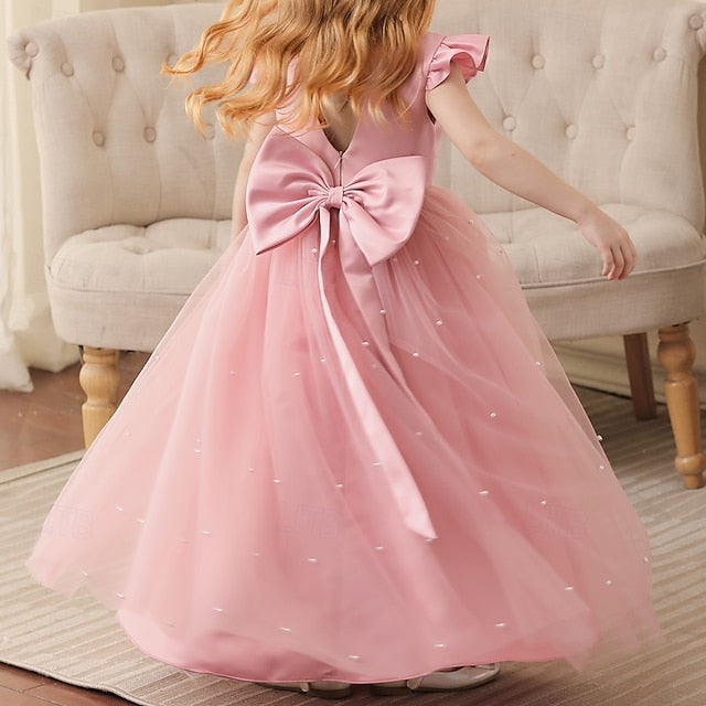 Dress Solid Kids Party Girl Girls' Color Flower