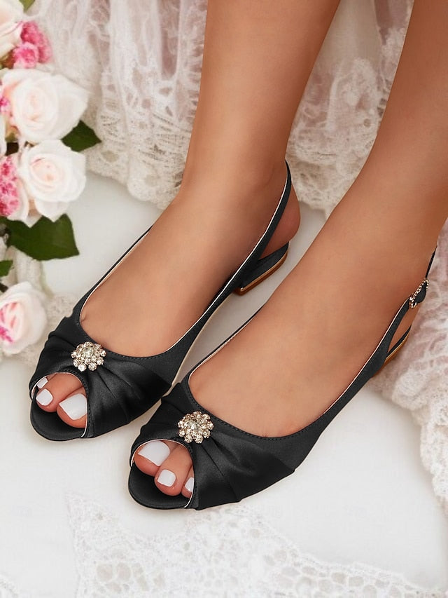 Wedding with Crystal Slingback Women's Satin Heels