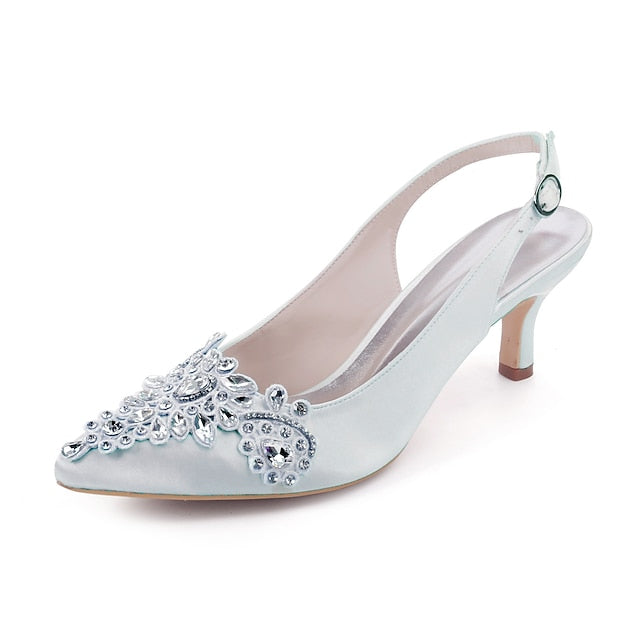Embellishment with Heels Crystal Women - Beige Slingback for