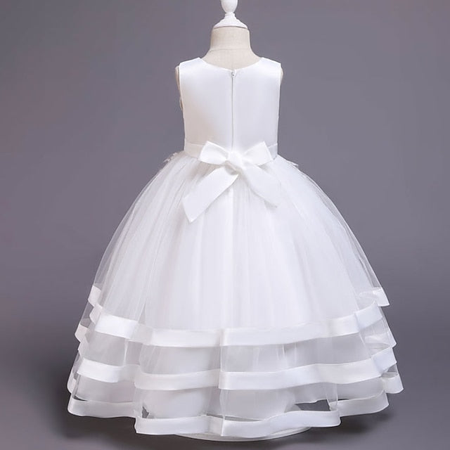 Sleeveless Kids Colored Wedding Party Girls' Dress Solid