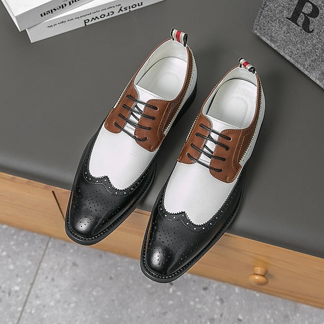 Oxford Men's Brown with and Shoes Wingtip White