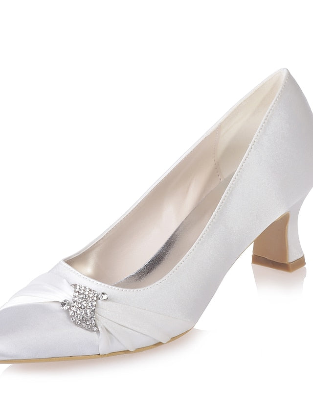 Blue Kitten Bow Women's Heels Royal with Rhinestone Satin
