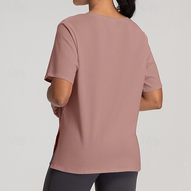 Women's Yoga T-shirt Workout Tops Breathable Loose Short