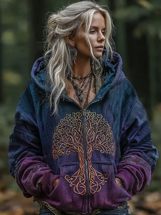 Women's 3D Print Vintage Boho Hoodie Patchwork Hoodie