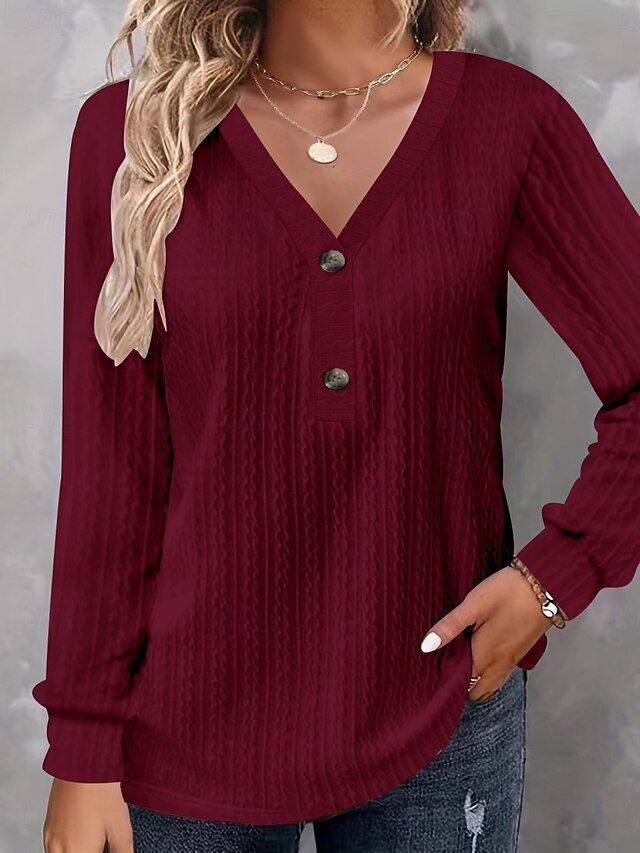 Women's T-Shirt  Solid Color Stylish Modern Casual Long